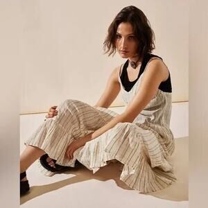 NWT- Free People Marigold Cotton Gauze Maxi Dress/ size‎ L Color: Cream/Gold.148